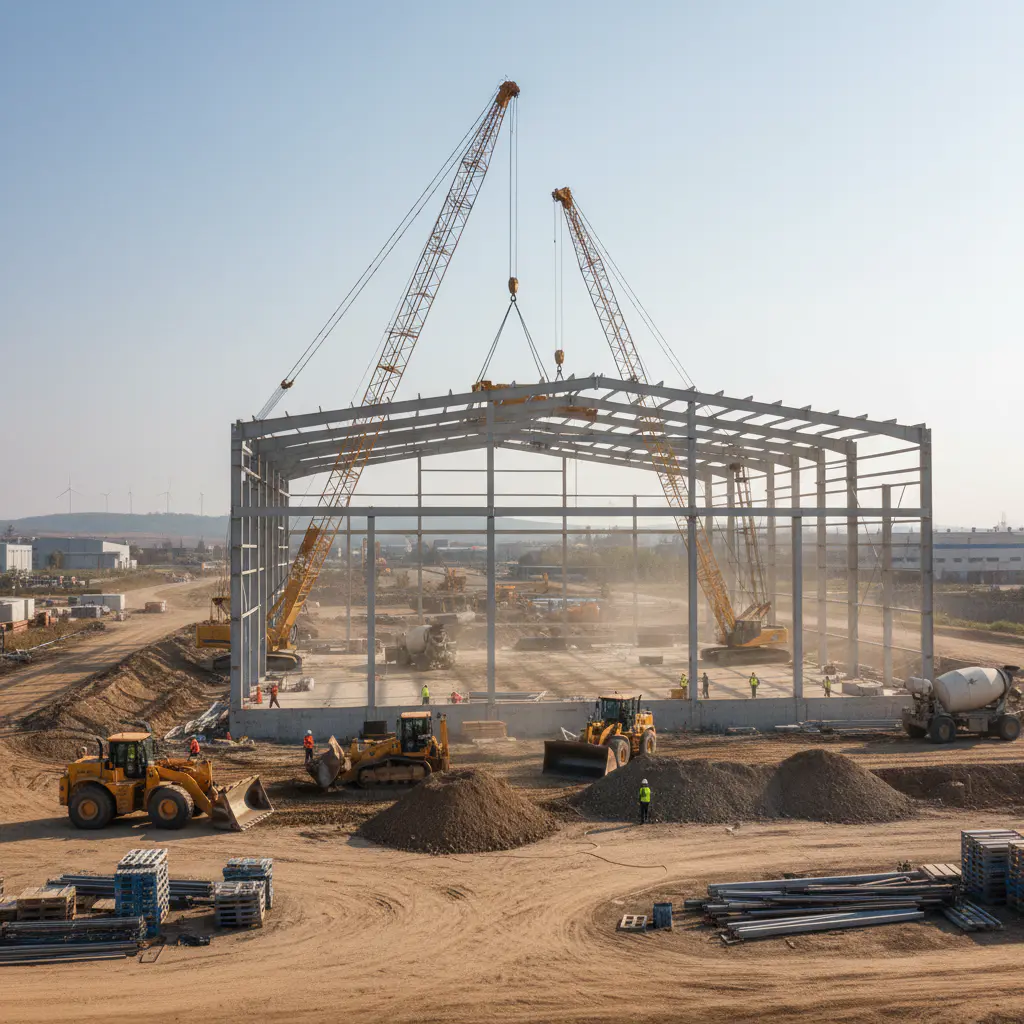 Steel warehouse construction